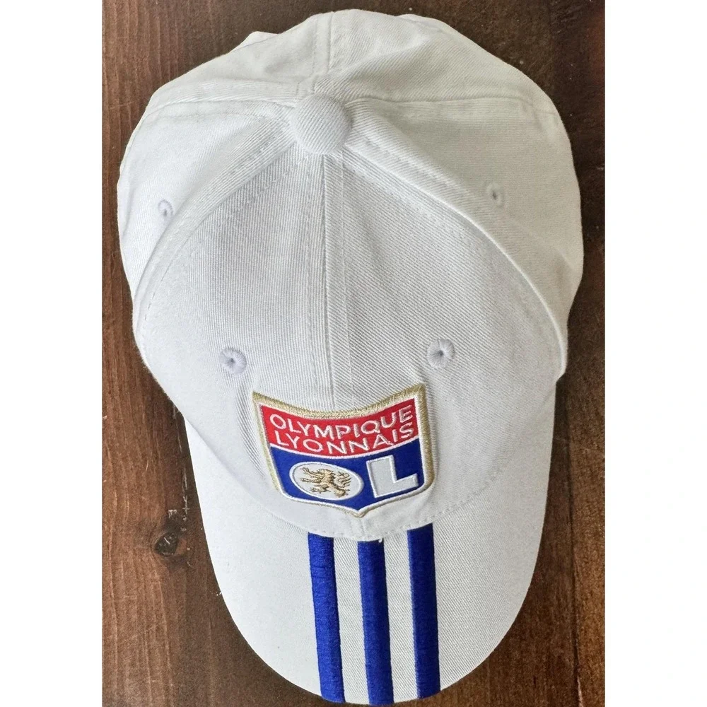 Olympique Lyonnais Hat Cap Mens One Size White Soccer Adidas Strap Back France